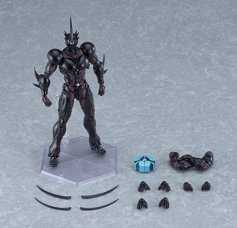 figma Guyver III figure displayed with Unit G, folded arms part, vibration blades, and interchangeable hands.