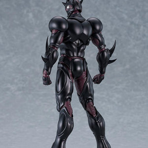 Rear view of figma Guyver III action figure detailing black bio-armor sculpting and joint articulation.