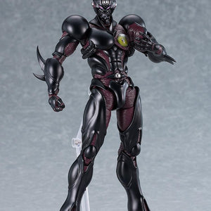 Front standing view of figma Guyver III Ultimate Edition Ver. action figure mounted on clear display stand.