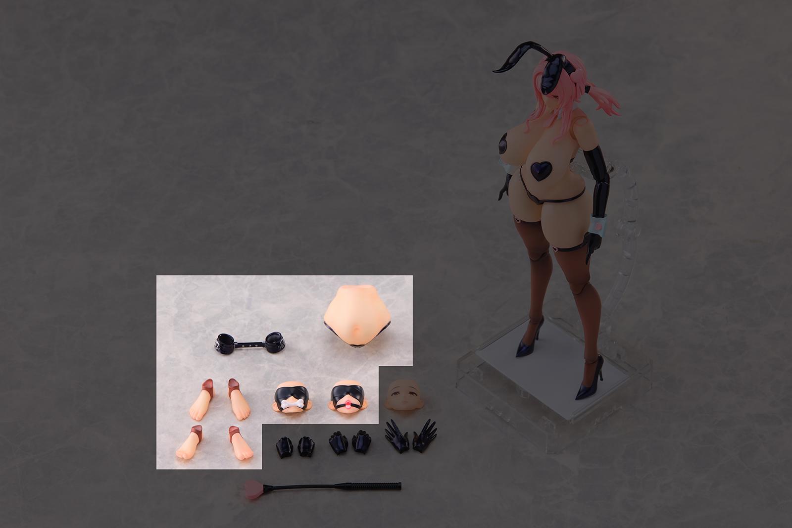 BISHOUCRAFT 1/12 scale Reverse Bunny Girl Nicole Option Parts Set featuring interchangeable faces, barefoot parts, torso, and handcuffs.