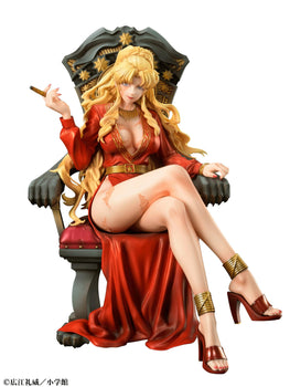 Front view of the 1/7 scale Balalaika Crimson Empress figure sitting on a lion-motif throne in a red dress.