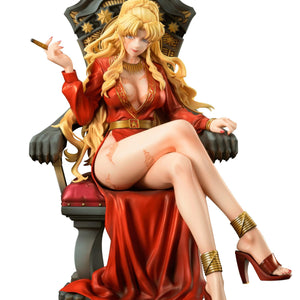 Front view of the 1/7 scale Balalaika Crimson Empress figure sitting on a lion-motif throne in a red dress.