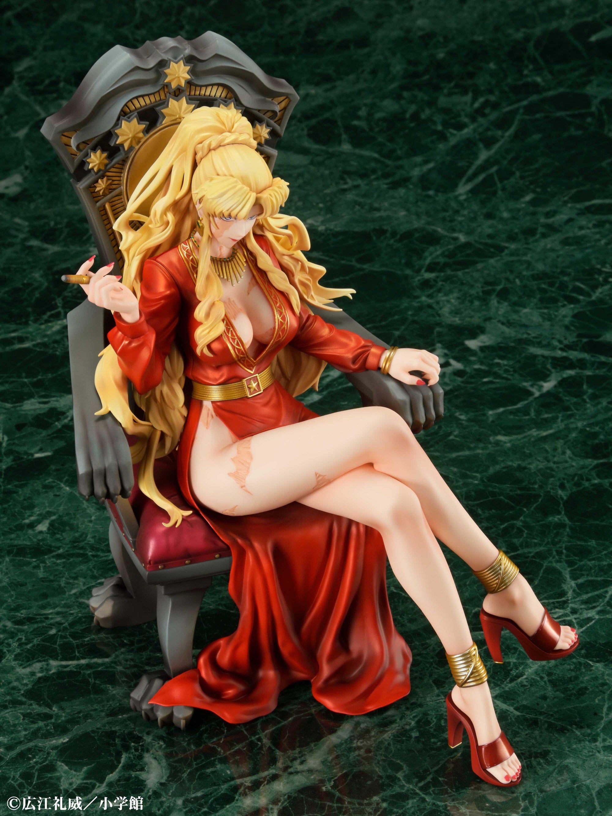 High-angle perspective of the Balalaika Crimson Empress figure showing the throne detail and leg pose.