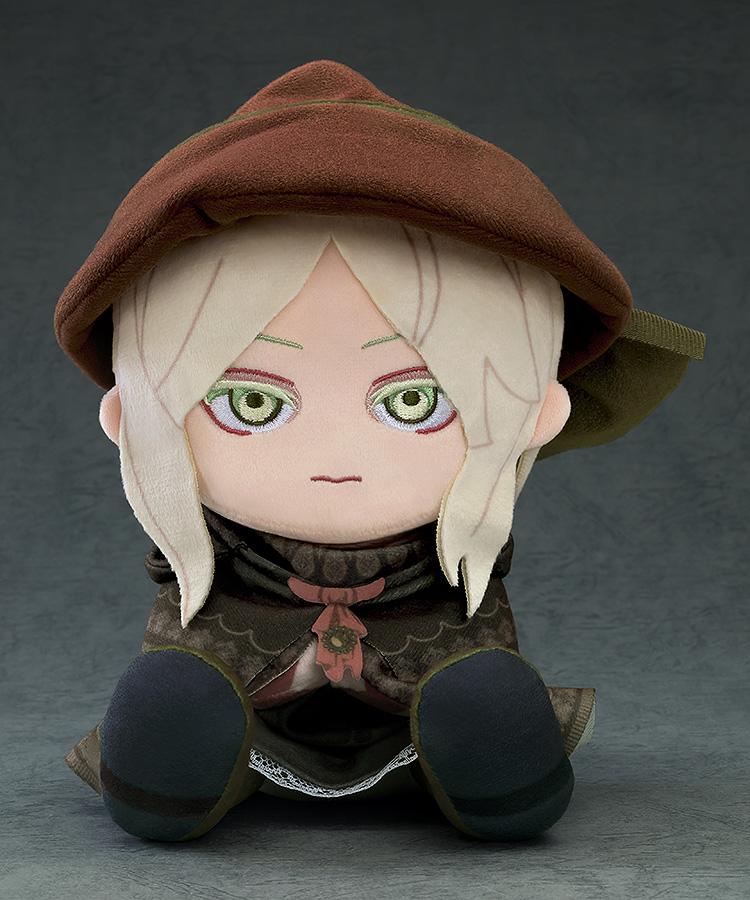 A 6.7-inch tall sitting plushie of The Doll from Bloodborne, showcasing the super soft polyester material and detailed Victorian-style outfit.