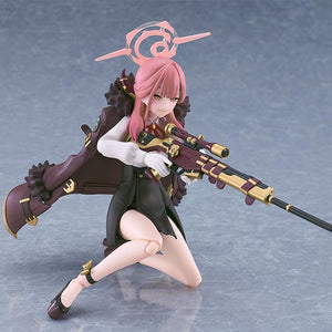 Articulated figma Aru Rikuhachima in a kneeling pose aiming her signature sniper rifle.