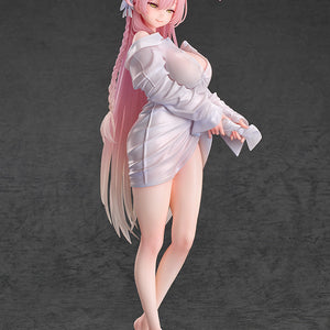 Full body shot of the Hanako Memorial Lobby figure in her translucent oversized white shirt, displayed against a dark grey background.