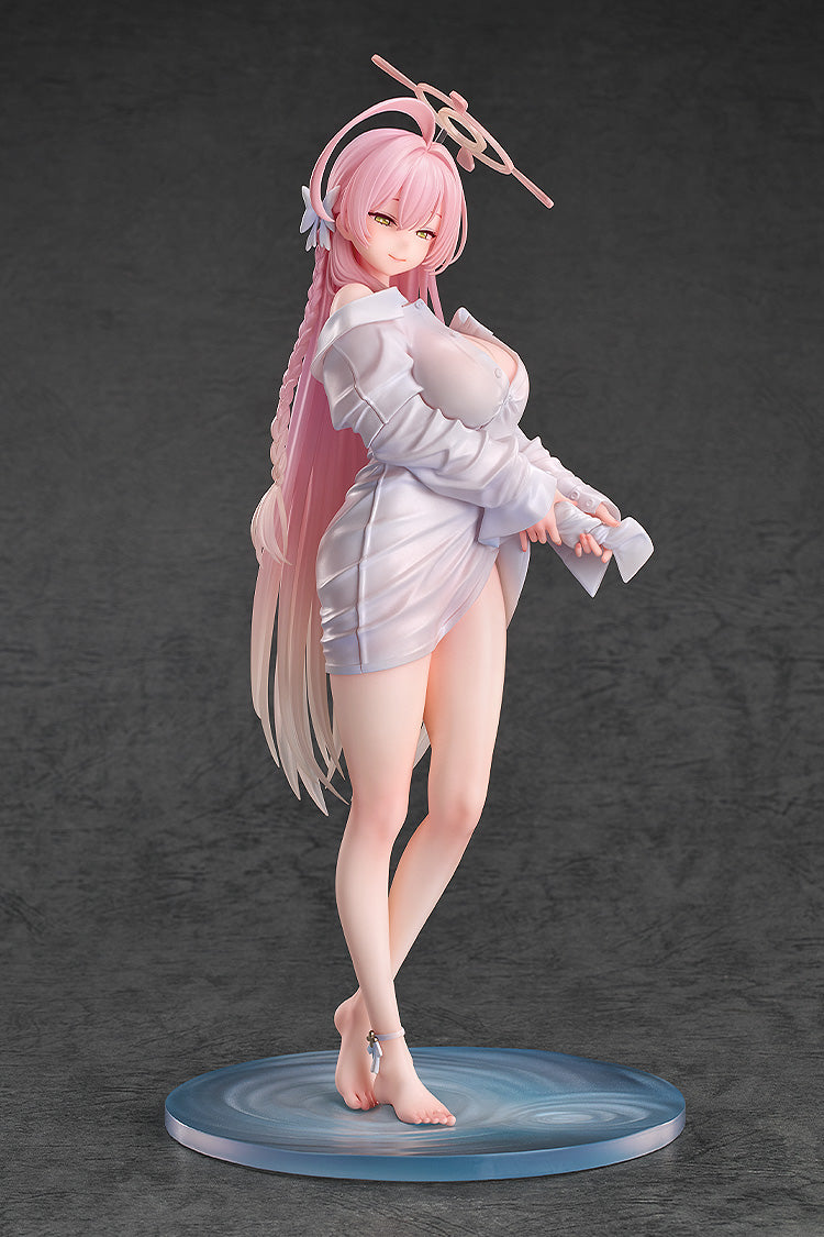 Full body shot of the Hanako Memorial Lobby figure in her translucent oversized white shirt, displayed against a dark grey background.
