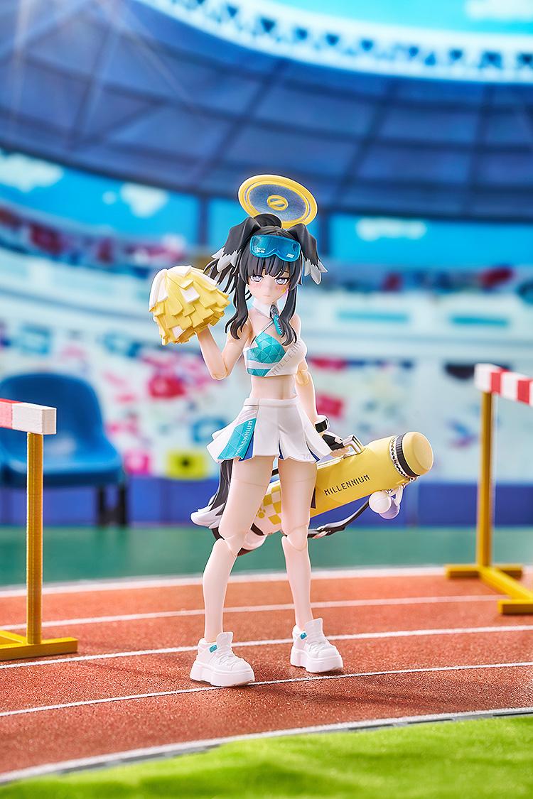 Serious expression Hibiki carrying her Fancy Light mortar equipment across a stadium running track diorama.