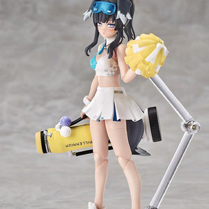 Hibiki standing with her Millennium Science School Fancy Light mortar bag and an embarrassed blushing expression.