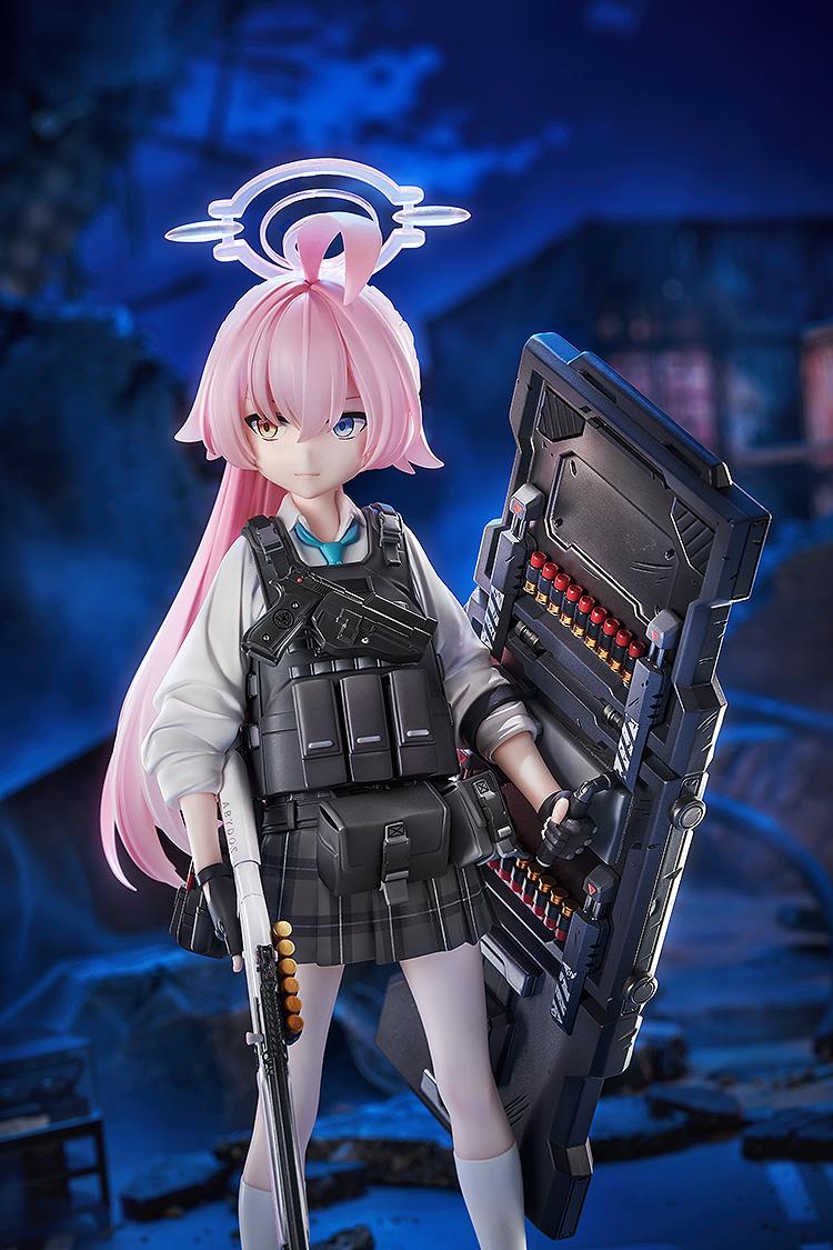 Close-up of Hoshino from Blue Archive in her battle gear, showing her composed expression and tactical vest.