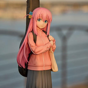 Hitori Gotoh 1/7 scale figure bathed in warm golden hour sunlight, highlighting the sculpt detail.