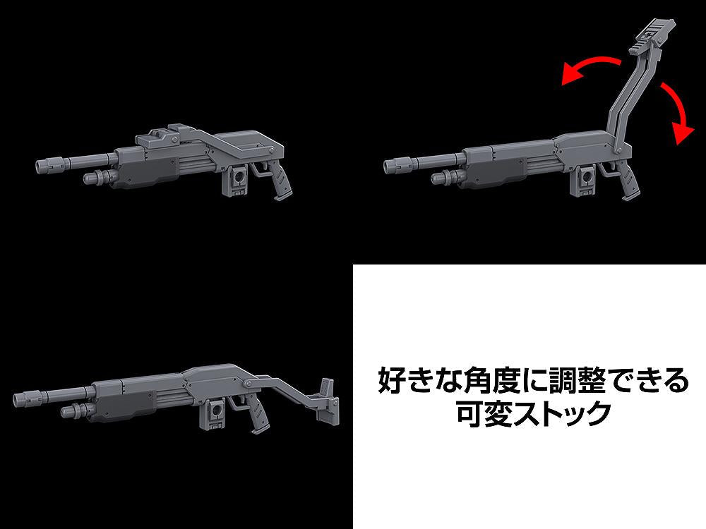Diagram highlighting the adjustable stock features of the Boxer II shot cannon accessory.