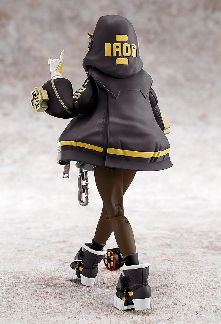 Rear view of the Bridget Black Color Ver. model kit detailing the large 'BRO' text on the back of the black hoodie.