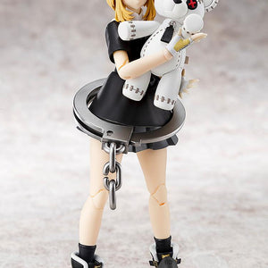 The Bridget plastic model holding the white Roger bear accessory, highlighting the interchangeable parts and poseability.