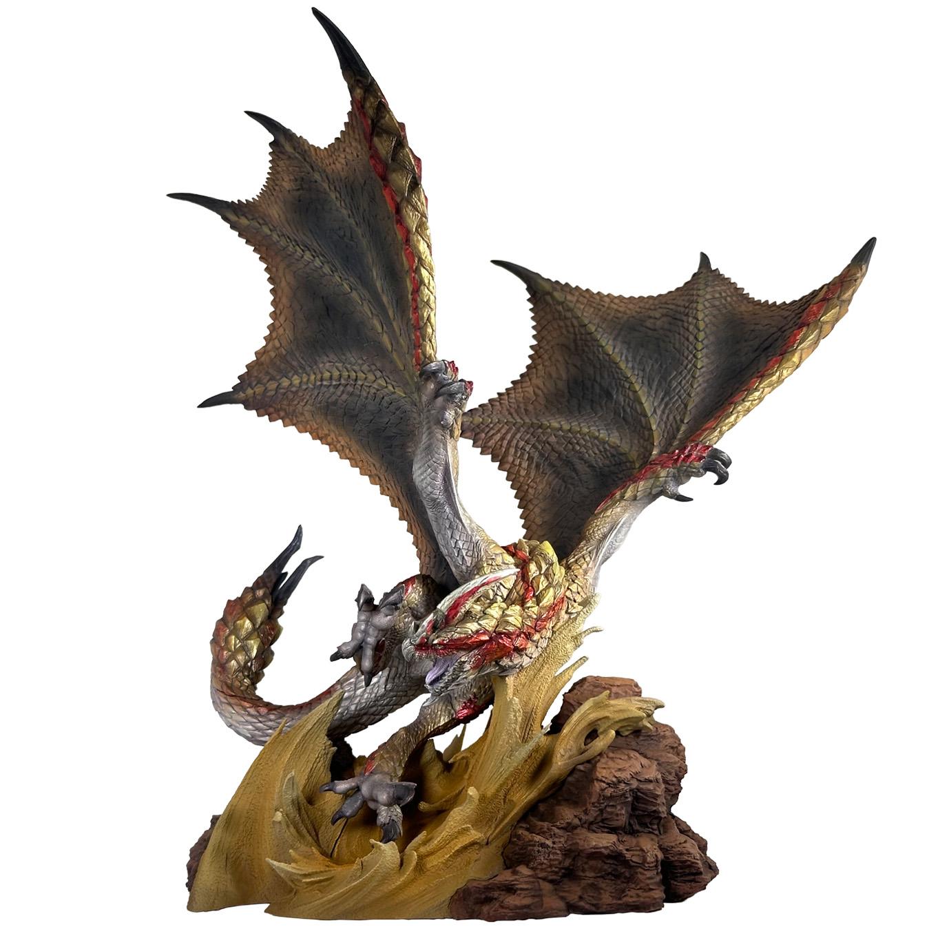 Full front cutout view of the Capcom Figure Builder Creator's Model Monster Hunter Seregios figure on a rock base.