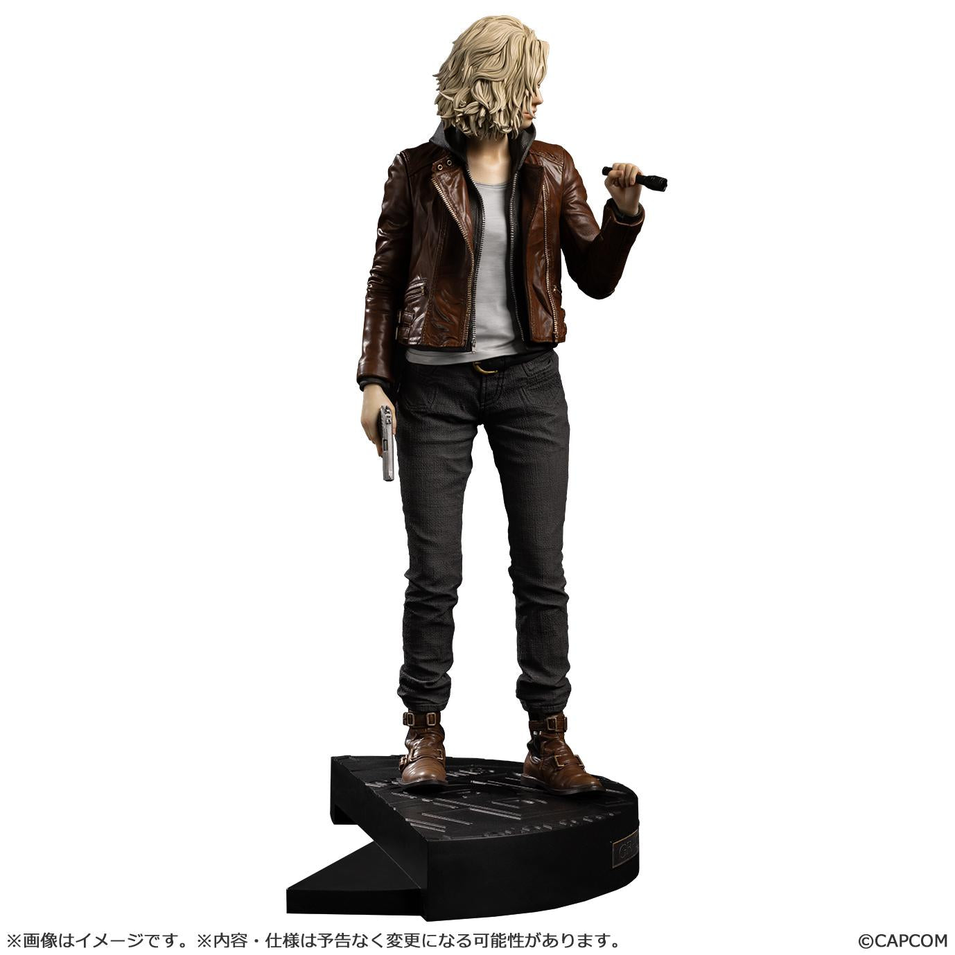 Side profile of the Grace Ashcroft Resident Evil figure standing in a determined pose with her handgun held at her side.