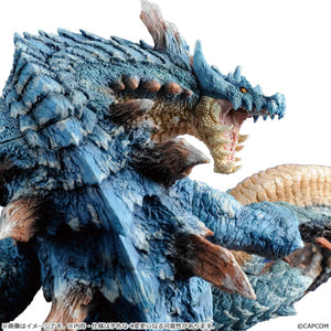 Close-up profile of the Lagiacrus figure showing the intricate scales, open jaws, and sharp teeth painted with great care to bring out the creature's power.