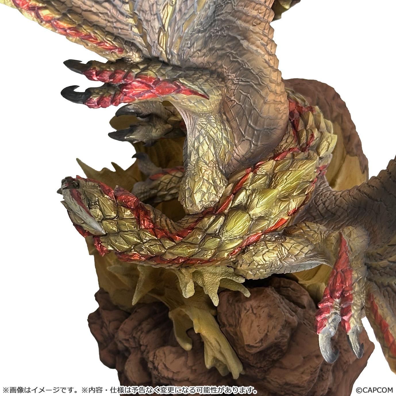 Top-down close-up detailing the intricate metallic golden scale texture on the Seregios figure's body and tail.