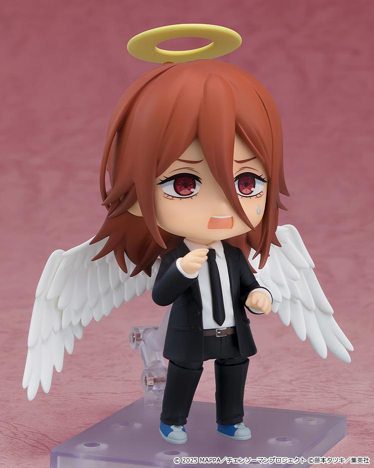 Angel Devil Nendoroid figure displaying his anxious panicked face plate with a sweat drop and raised nervous hands.