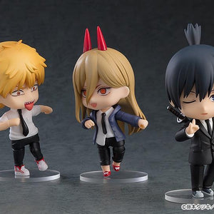 Nendoroid Aki Hayakawa figure displayed with Nendoroid Denji and Nendoroid Power (both sold separately), showcasing the figure line.