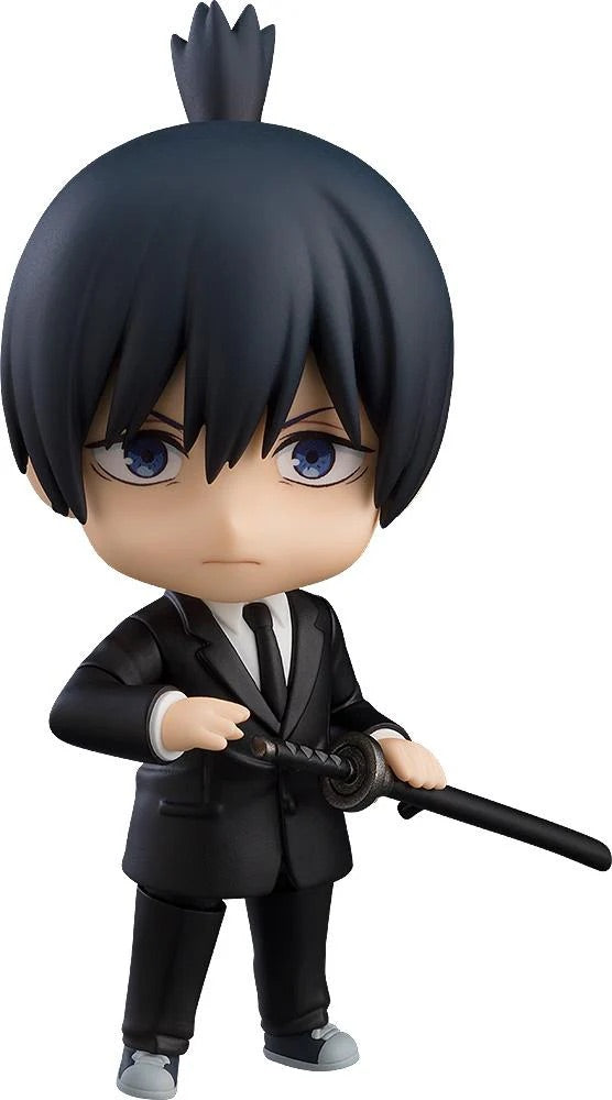 Main image of the Chainsaw Man Nendoroid Aki Hayakawa figure by Good Smile Company, wearing his black suit and holding his katana sword.