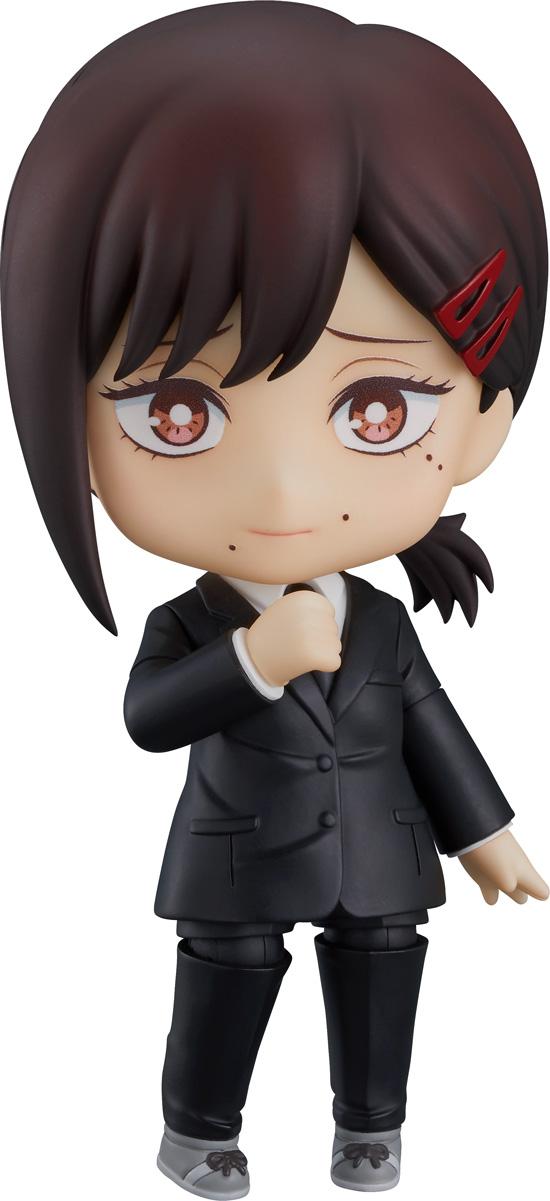 Main image of the Chainsaw Man Nendoroid Kobeni figure by Good Smile Company, posed with double peace signs and her standard smiling expression.