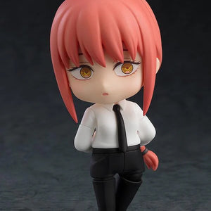 Nendoroid Makima figure with the standard face plate, posed with her arms behind her back, showcasing her signature red braid.