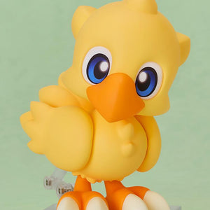 The Chocobo Nendoroid displayed on a clear stand with its standard eye face plate, featuring a slight head tilt.