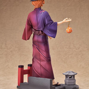 Back view of the figure showcasing the diorama base with cobblestones, a stone lantern, and a red torii gate.