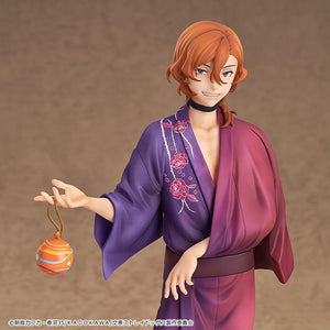 Detailed portrait of the Chuya Nakahara figure without his removable hat, showing the lifelike skin texture and eyes.