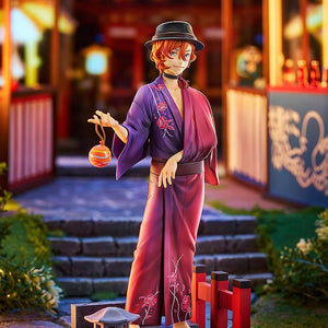 Mid-shot of Chuya Nakahara in his festival yukata against an atmospheric night festival backdrop.