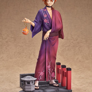 Studio shot of the complete Chuya Nakahara figure without his hat, displaying the full scale and festival-themed base.