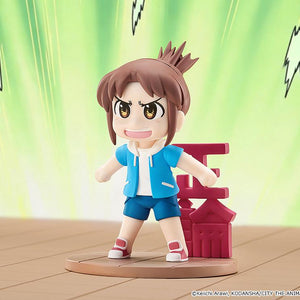 Promotional action display of the CITY THE ANIMATION Mini Memory Midori Nagumo figure posed in front of vibrant green anime speed lines.