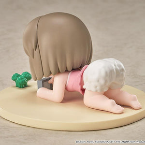 Rear three-quarter angle view of the CITY THE ANIMATION Niikura 2-inch plastic chibi figure showing ruffled diaper bloomers and crawling pose.