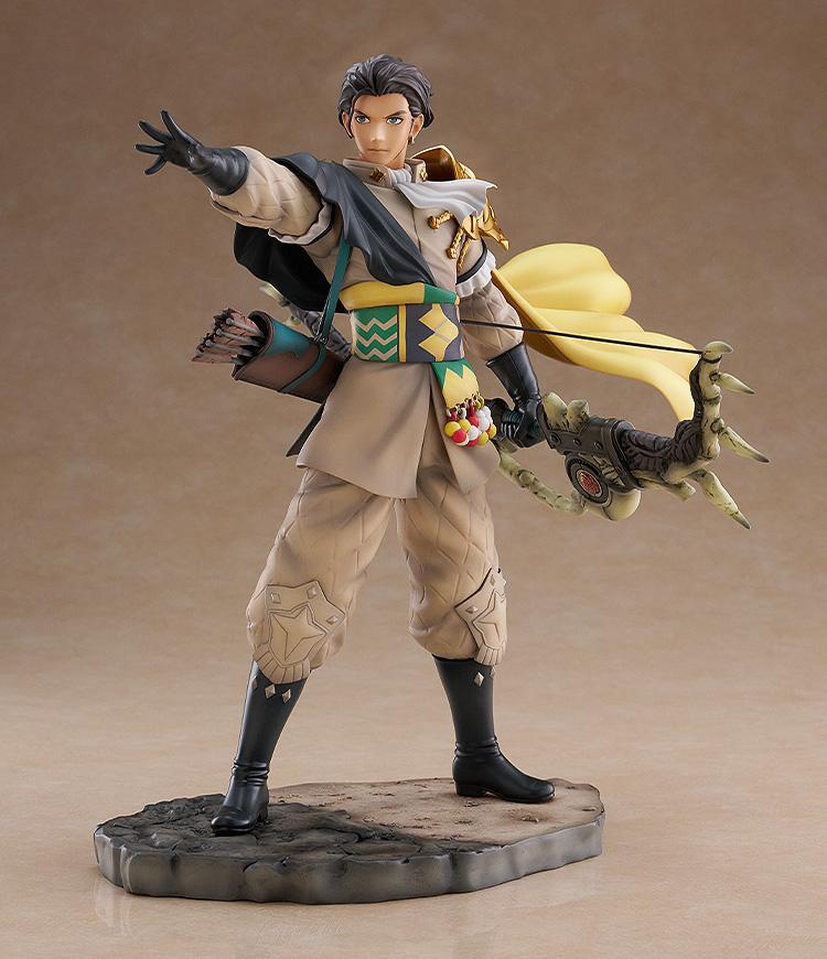 Full front view of 1/7 scale Claude figure from Fire Emblem: Three Houses in his Battle at Gronder commanding pose.