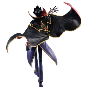 Rear view of the Precious G.E.M. Zero figure highlighting the dynamic motion of his black and red cape