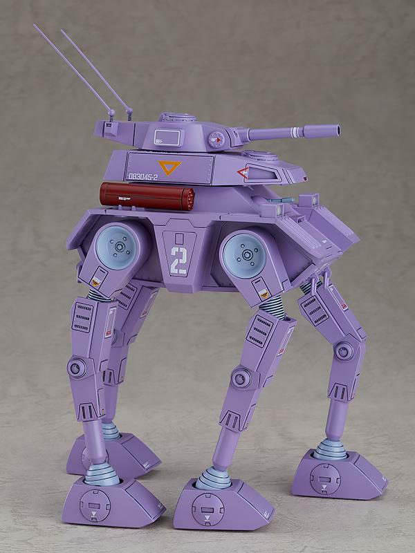 Side profile of the Abitate F44A Crab Gunner illustrating the multi-jointed leg articulation and decal placements.