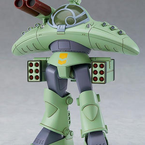 Front three-quarter studio view of the Combat Armors MAX13 Cabarov AG9 Nicholaiev bipedal mecha model kit, showing its dome cockpit and shoulder-mounted cannon.