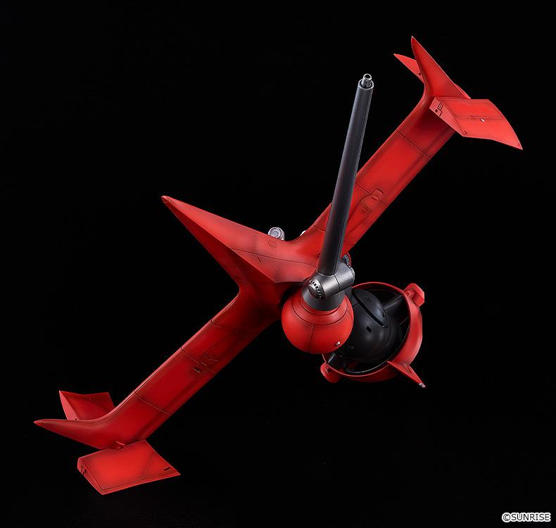 Banked overhead flight pose of the Swordfish II 1/48 scale model kit showcasing the wing shape and plasma cannon mount.