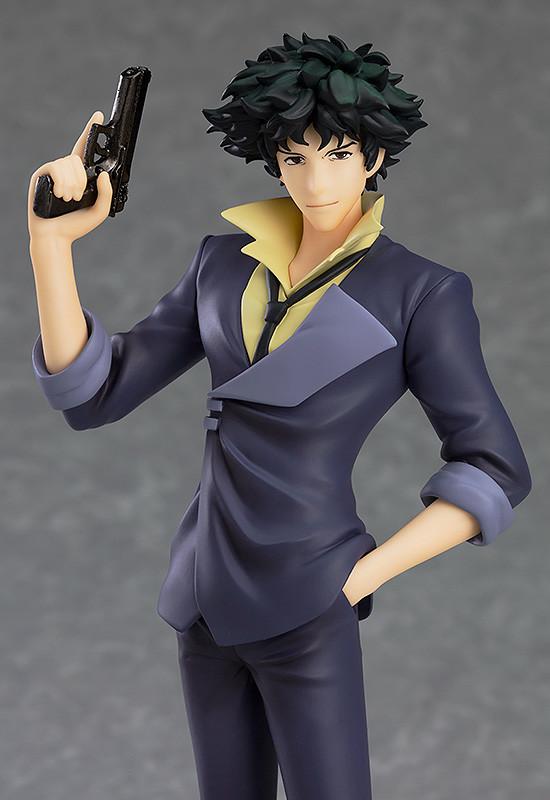 Portrait shot of the Spike Spiegel POP UP PARADE figure showcasing high-quality paint and character likeness.