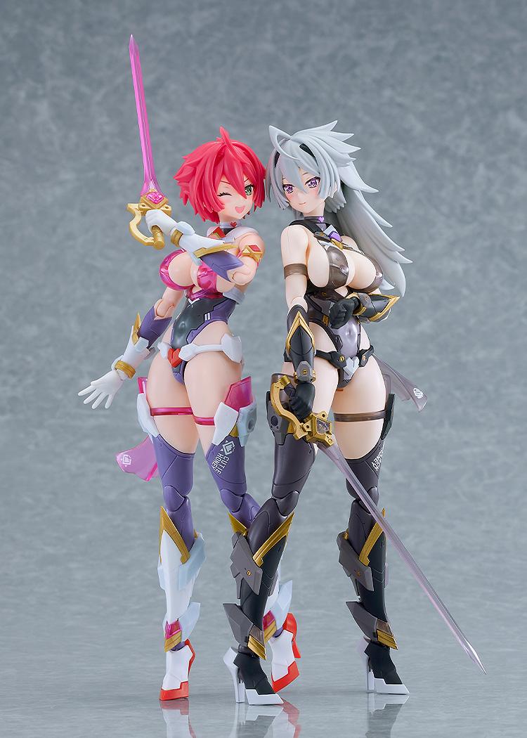 Black Honey PLAMATEA model kit posed side-by-side with the red-haired Cutie Honey Nova model kit