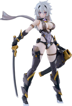 Full-length front view of the Cutie Honey Nova PLAMATEA Black Honey model kit holding a sword