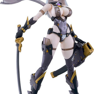 Full-length front view of the Cutie Honey Nova PLAMATEA Black Honey model kit holding a sword