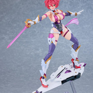 Honey Kisaragi model kit in transformed warrior form with pink hair and sword, surfing on Saber Scan.
