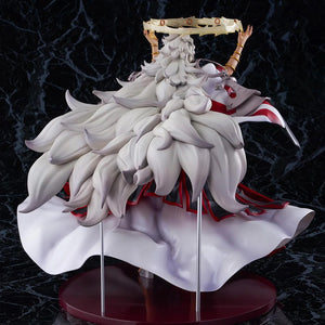 Rear view of the Solomon figure, focusing on the massive sculpt of his white hair and cloak, flowing over the red base.