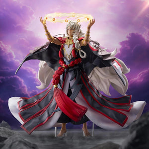 The Solomon figure in a dynamic pose, set against a digital background of purple clouds and dramatic lighting, emphasizing his magical power.