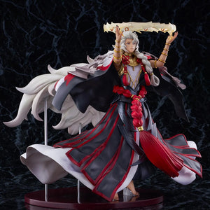 Three-quarter view of the Solomon figure, showcasing his elaborate black, white, and red robes and the glowing ring accessory.