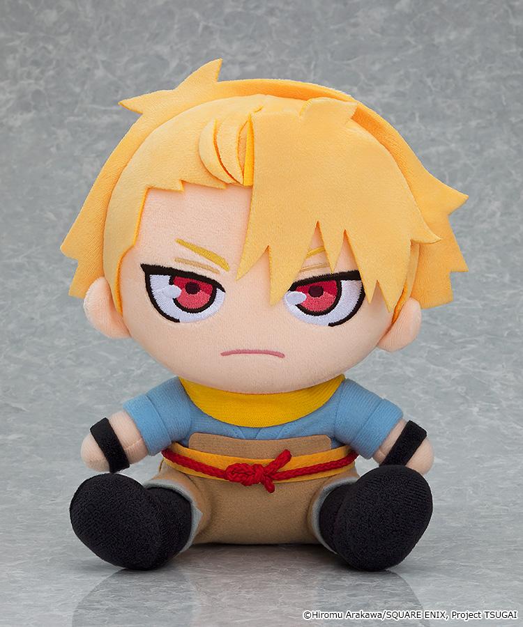 Good Smile Company Daemons of the Shadow Realm Yuru plushie sitting upright in blue shirt and yellow scarf.