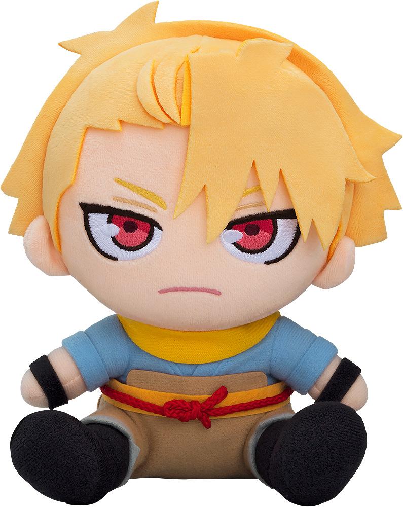 Front view of the Daemons of the Shadow Realm Yuru plushie on an isolated white background showing blonde hair and red eyes.