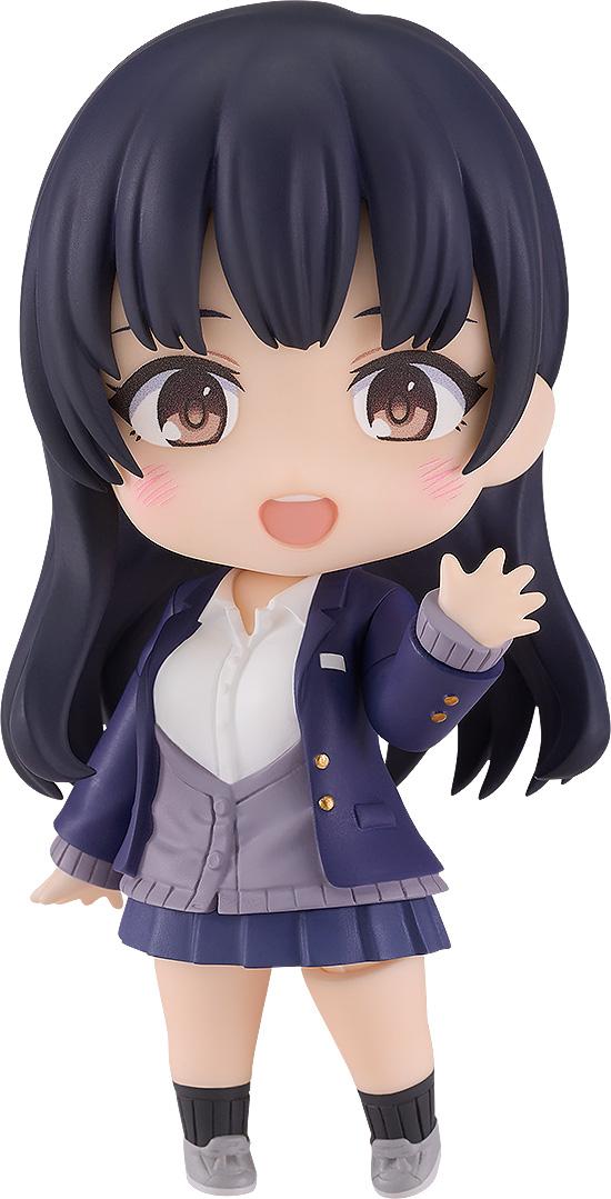 Front view of the Anna Yamada Nendoroid figure from The Dangers in My Heart, featuring her standard smiling face and school uniform.
